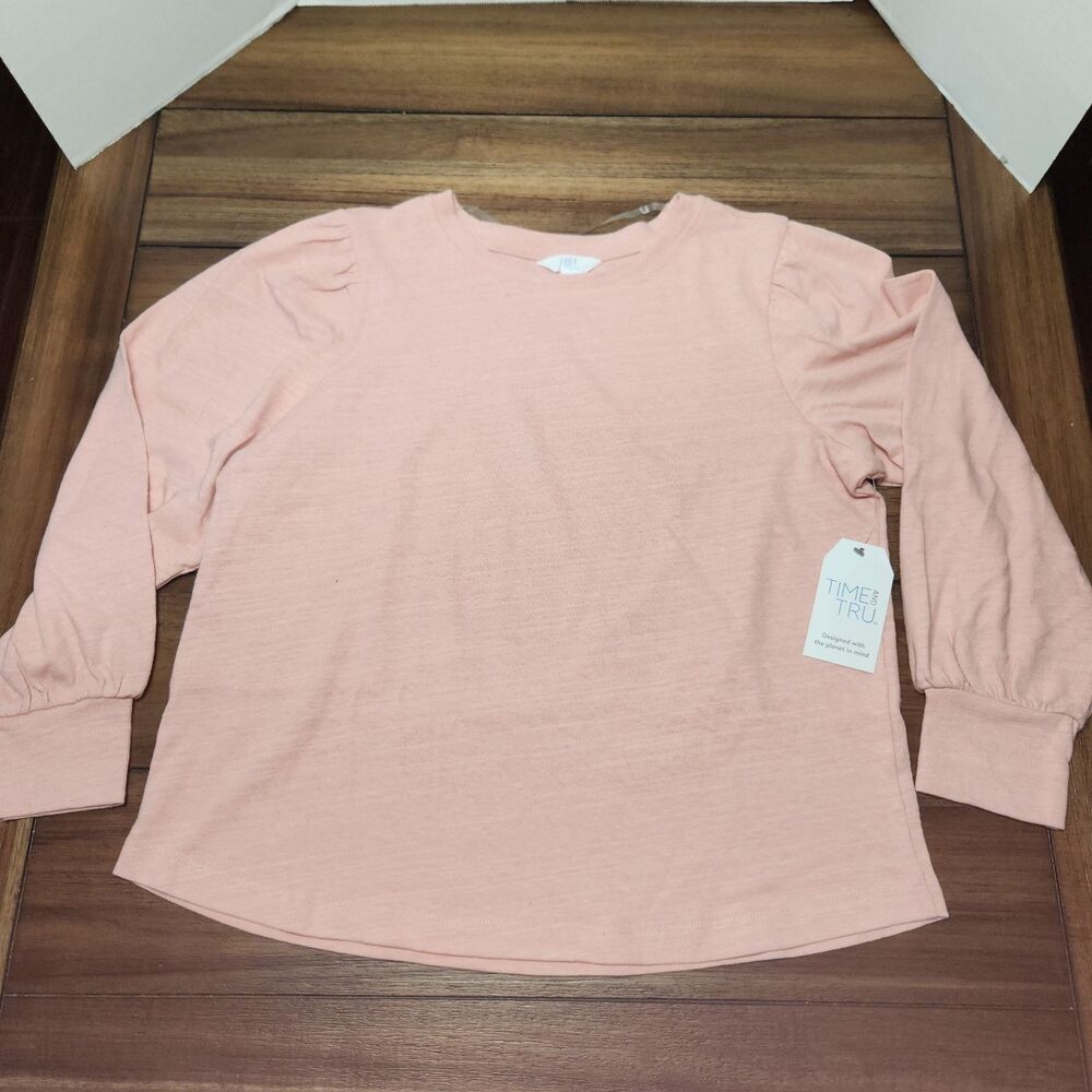 Time & True Sweat Shirt W/ Puff Sleeves Peach Md (8-10)